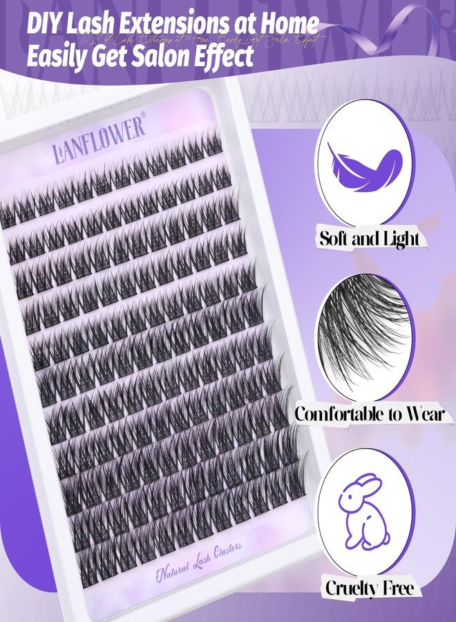 LANFLOWER Lash Extension Kit Natural Lash Clusters Kit Waterproof Eyelash Extension Kit Wispy Lash Clusters C Curved Cluster Eyelash Extensions Kit 10-16 mm Individual Lashes by Lanflower - Image 4
